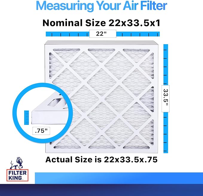 22x33.5x1 Air Filter (MERV 8) (4-Pack) Dust & Allergy Control AC Furnace Filters, MADE IN USA, HVAC, Pleated, Electrostatic