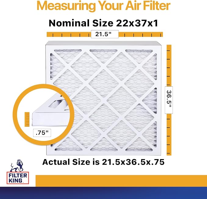 22x37x1 Air Filter (MERV 13) (6-Pack) Dust & Allergy Control AC Furnace Filters, MADE IN USA, HVAC, Pleated, alternate view 2
