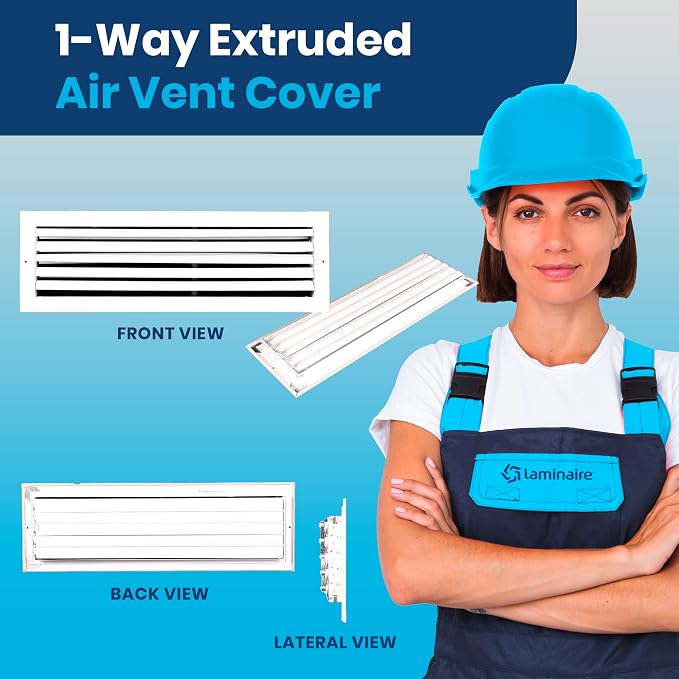 22x6 Inch (Duct Opening) Aluminum 1-Way Air Flow Vent – HVAC Vent Cover for Wall or Ceiling – Quiet HVAC Wall Register with