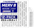23.5x23.5x1 Air Filter (MERV 8) (12-Pack) Dust & Allergy Control AC Furnace Filters, MADE IN USA, HVAC, Pleated, product