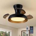 23 Inch Black and Gold Ceiling Fan with Light and Brown Retractable Blades Small Led Light Fixture Ceiling Modern Fandelier
