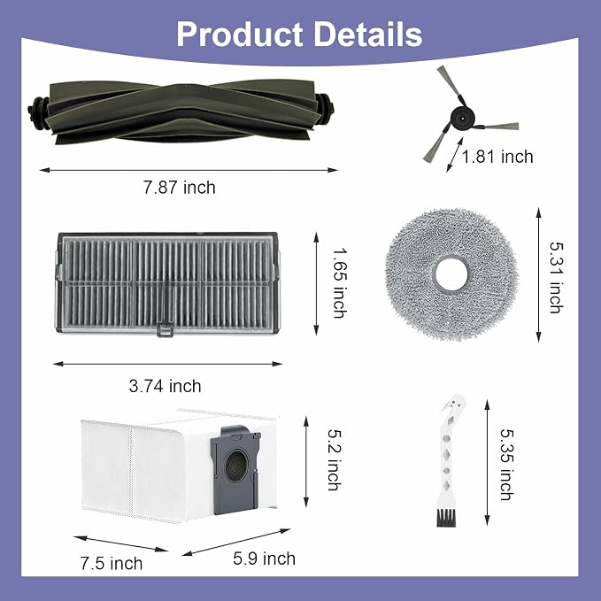 23 Pcs Replacement Parts for L40 Ultra, X40 Ultra, X40 Master, and P10/P50 Pro Ultra Robot Vacuum, 2 Main