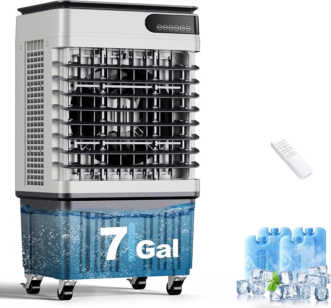 2300CFM Swamp Cooler,Evaporative Air Cooler with 7-Gal Water Tank,4 Ice Packs,Evaporative Cooler for Outdoor Patio Garage