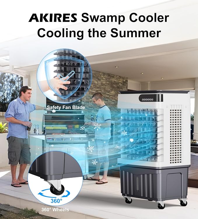 2300CFM Swamp Cooler,Evaporative Air Cooler with 7-Gal Water Tank,4 Ice Packs,Evaporative Cooler for Outdoor Patio Garage