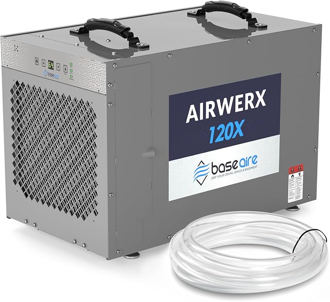 235 Pints Crawl Space Commercial Dehumidifier with Pump, AirWerx120X Dehumidifier Whole Homes, Basements, up to 3,300 sq.