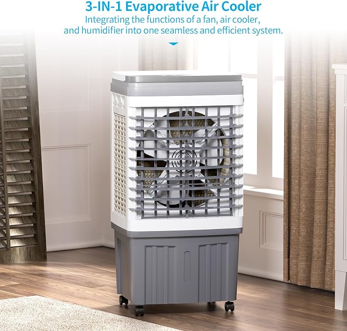 2354CFM 3-in-1 Evaporative Air Cooler, 6.6-Gal Water Tank Portable Swamp Cooler of Cooling, Humidifier& Fan,3 Wind