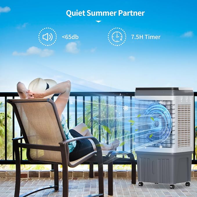 2354CFM 3-in-1 Evaporative Air Cooler, 6.6-Gal Water Tank Portable Swamp Cooler of Cooling, Humidifier& Fan,3 Wind