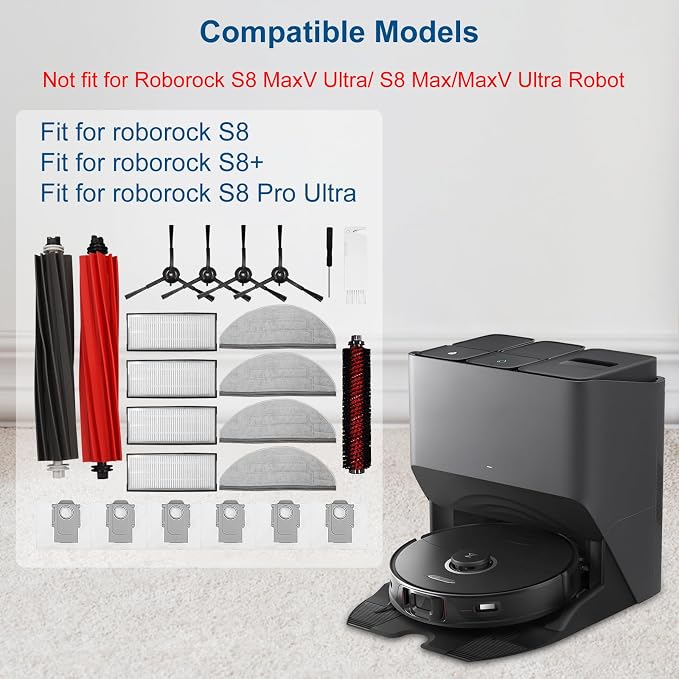 23PCS Vacuum Cleaner Accessorie Kit Compatible with S8/S8+/S8 PRO Ultra, 1 Set Main Brush &1 Rolling Brush &4