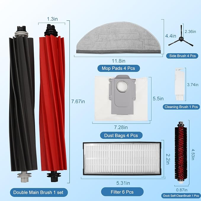 23PCS Vacuum Cleaner Accessorie Kit Compatible with S8/S8+/S8 PRO Ultra, 1 Set Main Brush &1 Rolling Brush &4