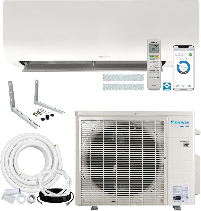 24,000 BTU 21 SEER2 Aurora Low Ambient Ductless Mini Split Air Conditioner Heat Pump with Maxwell 15 ft. Installation Kit and