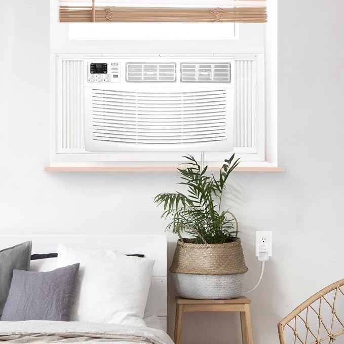 24,000 BTU 230V Window-Mounted Air Conditioner with Remote Control, AC for Rooms up to 1500 Sq.Ft, 24H Timer, 3-Speed
