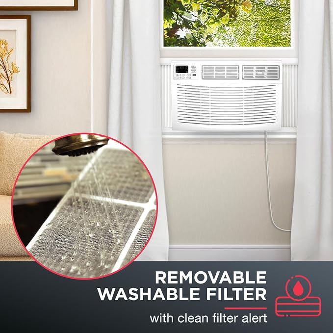 24,000 BTU 230V Window-Mounted Air Conditioner with Remote Control, AC for Rooms up to 1500 Sq.Ft, 24H Timer, 3-Speed