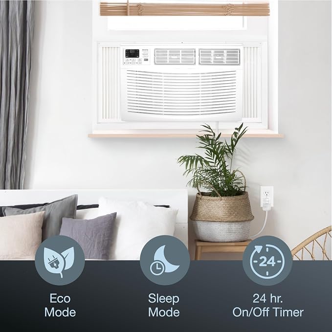 24,000 BTU 230V Window-Mounted Air Conditioner with Remote Control, AC for Rooms up to 1500 Sq.Ft, 24H Timer, 3-Speed