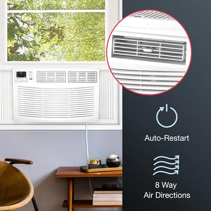 24,000 BTU 230V Window-Mounted Air Conditioner with Remote Control, AC for Rooms up to 1500 Sq.Ft, 24H Timer, 3-Speed