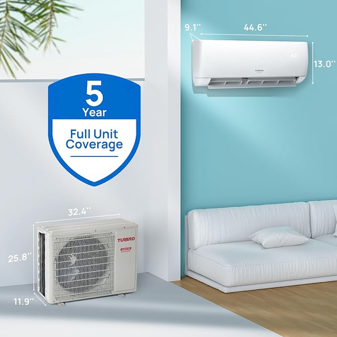24,000 BTU Ductless Mini Split AC/Heat Pump, 19 SEER2 Inverter, WiFi Smart Control, R32 Refrigerant, 208-230 V Pre-Charged