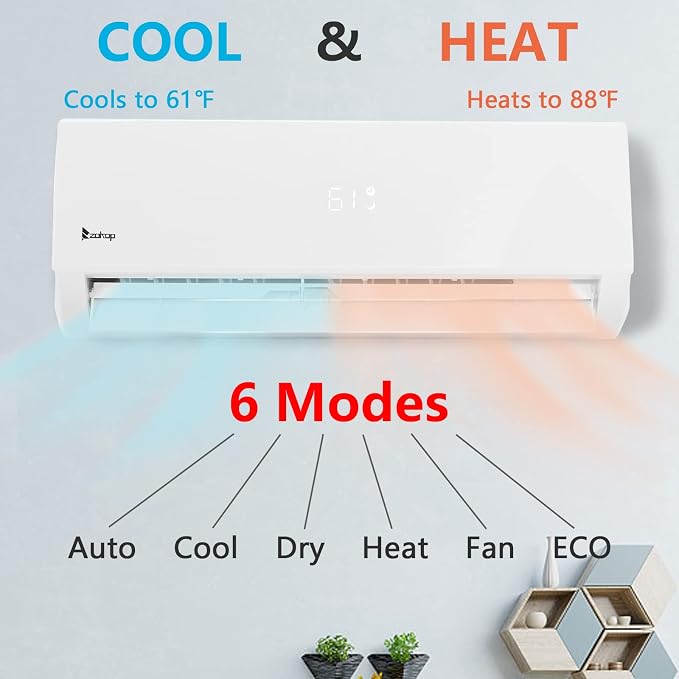24,000 BTU Mini Split Air Conditioner Inverter, 20 SEER 230V Energy Saving Split-System AC w/Pre-Charged Condenser, Heat
