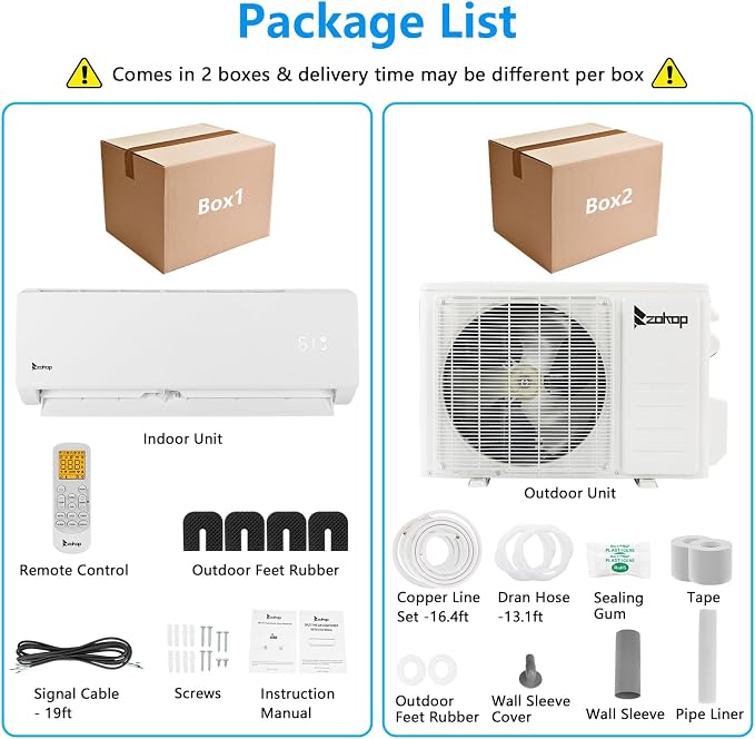 24,000 BTU Mini Split Air Conditioner Inverter, 20 SEER 230V Energy Saving Split-System AC w/Pre-Charged Condenser, Heat
