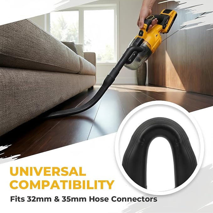 24.41" Flexible Vacuum Crevice Attachment Tool for 1-1/4" & 1-3/8" Hoses, Universal Vacuum Accessory for Tight Spaces Sofas