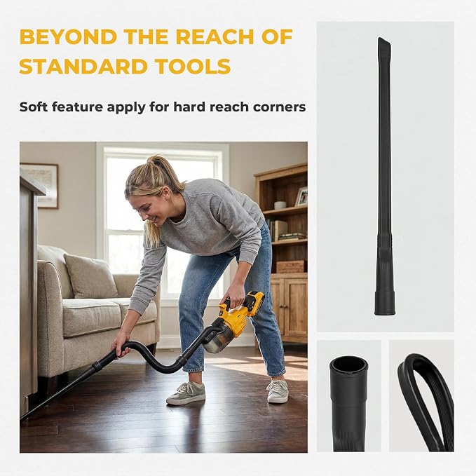 24.41" Flexible Vacuum Crevice Attachment Tool for 1-1/4" & 1-3/8" Hoses, Universal Vacuum Accessory for Tight Spaces Sofas