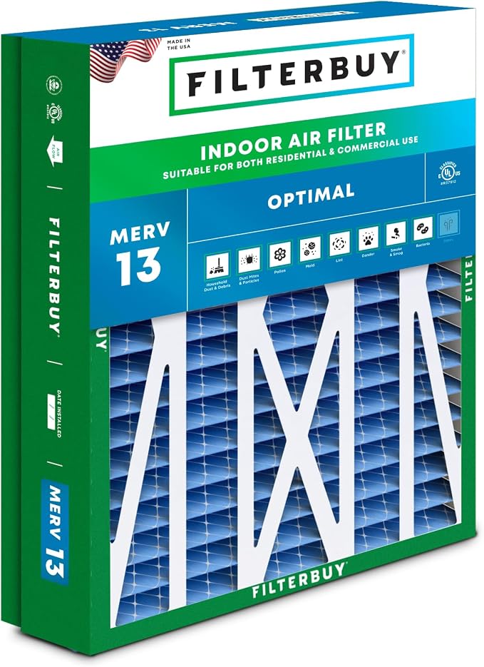 24.5x27x5 Air Filter MERV 13 Optimal Smoke & Allergy Defense (1-Pack), Pleated HVAC AC Furnace Filters for