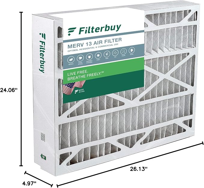 24.5x27x5 Air Filter MERV 13 Optimal Smoke & Allergy Defense (1-Pack), Pleated HVAC AC Furnace Filters for, alternate view 10