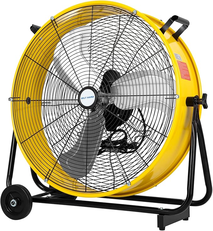 24" 8100 CFM High Velocity Industrial Drum Fan, 3-Speed Heavy Duty Metal Shop Fan for Garage, Warehouse