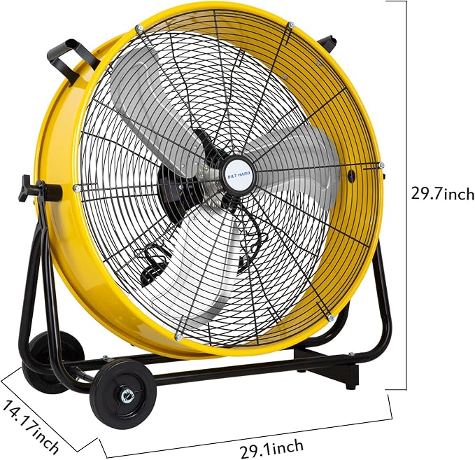 24" 8100 CFM High Velocity Industrial Drum Fan, 3-Speed Heavy Duty Metal Shop Fan for Garage, Warehouse, alternate view 6