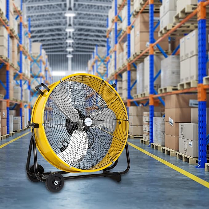 24" 8100 CFM High Velocity Industrial Drum Fan, 3-Speed Heavy Duty Metal Shop Fan for Garage, Warehouse, alternate view 8