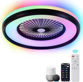 24" Bladeless Ceiling Fan with RGB Light Remote, Smart LED Ceiling Fans with Voice/App Control, Modern Low