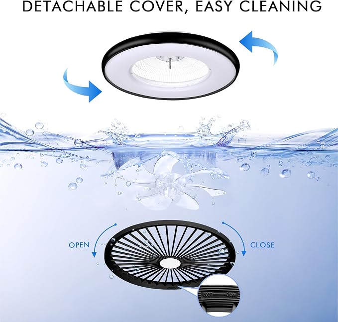 24" Bladeless Ceiling Fans with RGB Light, Low Profile Ceiling Fan with Light, alternate product view 8