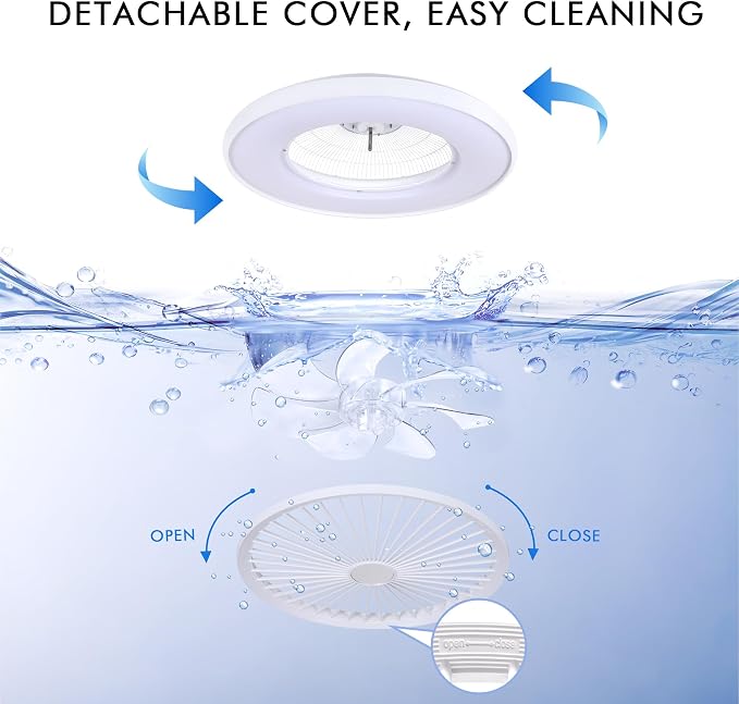 24" Bladeless Ceiling Fans with RGB Light, Low Profile Ceiling Fan with Light, alternate product view 7