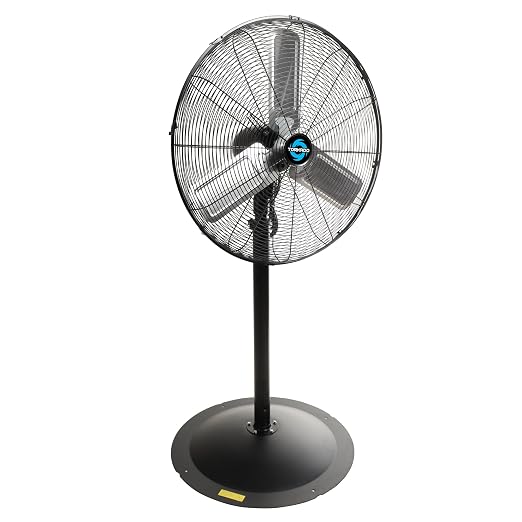 24" Heavy Duty High Velocity Pedestal Fan, 3 Speed, 7600 CFM, 1/4 HP, Ideal for Commercial & Industrial Spaces, UL Listed