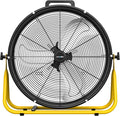 24" High Velocity Industrial Drum Fan, 8500 CFM 3-Speed Heavy Duty Metal Black Shop Fan for Warehouse, Workshops, Garage