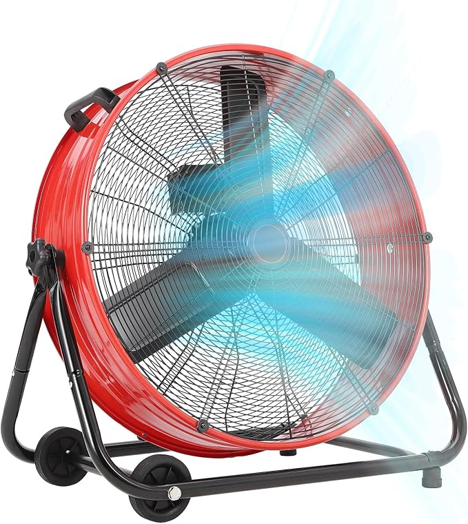 24 in Industrial Floor Fan, Heavy Duty Industrial Floor Fan with Adjustable 3 Speed 4800-8800 CFM Cooling, for Industrial
