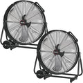 24 inch 3-Speed High-Velocity Floor Fan 6990 CFM Flow Rolling Drum Shop Fan Garage Adjustable Speed, 2-Pack, product image