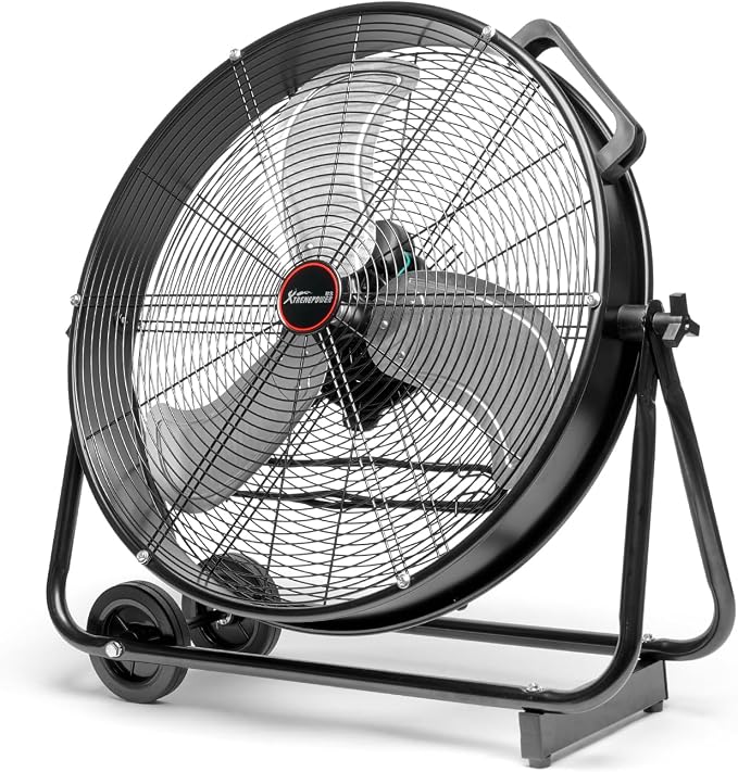 24 inch 3-Speed High-Velocity Floor Fan 6990 CFM Flow Rolling Drum Shop Fan Garage Adjustable Speed, 2-Pack, alternate