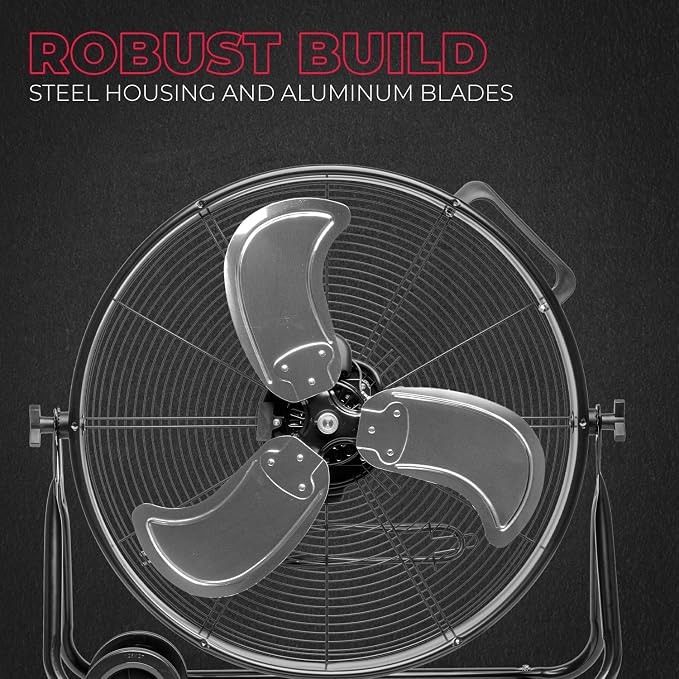 24 inch 3-Speed High-Velocity Floor Fan 6990 CFM Flow Rolling Drum Shop Fan Garage Adjustable Speed, 2-Pack, alternate