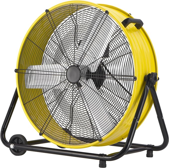 24 Inch Heavy Duty Industrial Drum Fan, 320W High Velocity Floor Fan with 3 Speeds, 360° Tilt Metal Garage Fan for Warehouse