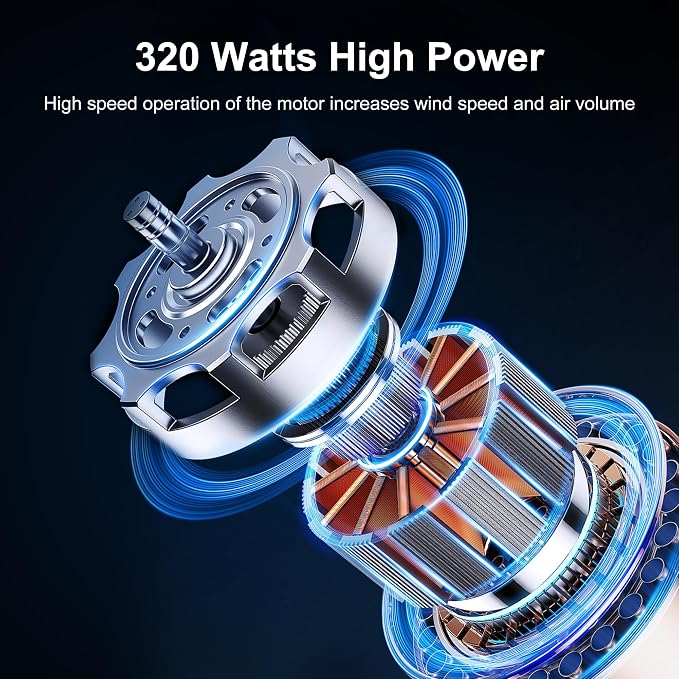 24 Inch Heavy Duty Industrial Drum Fan, 320W High Velocity Floor Fan with 3 Speeds, 360° Tilt Metal Garage Fan for Warehouse