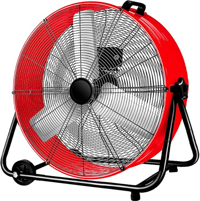 24 Inch High Velocity Industrial Fan, Heavy Duty Floor Fan with 3-Speed Adjustment Up to 8100 CFM, Large Drum