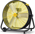 24 Inch Industrial Drum Fan, 320W High Velocity Floor Fan, 3 Speed Heavy Duty Metal Air Circulator, 360° Tilt with Casters