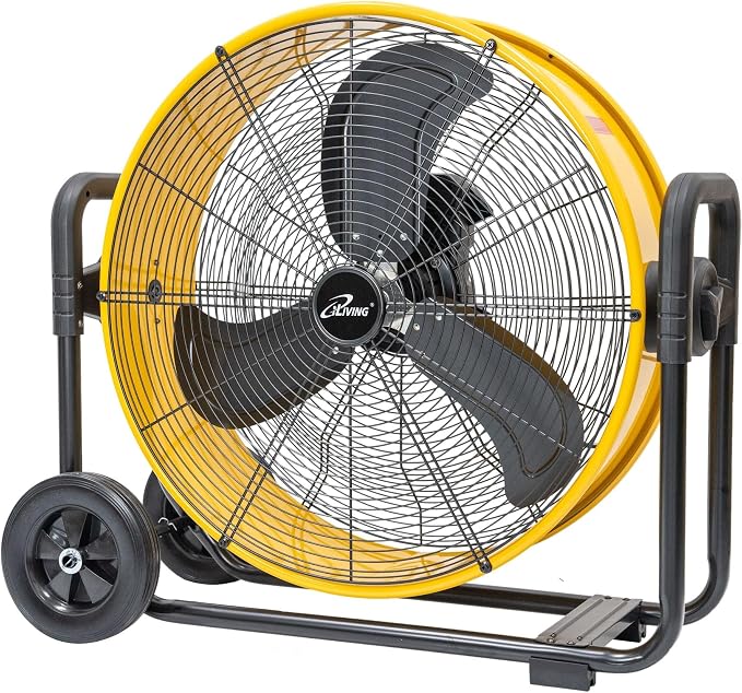 24 Inches 7341 CFM Heavy Duty High Velocity Barrel Floor Drum Fan With DC Brushless Motor,Stepless Speed Adjustment for