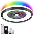 24" Low Profile Ceiling Fan with RGB Lights, Bladeless Ceiling Fan with Remote/APP/Voice Control, 6 Speeds Flush Mount