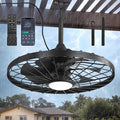 24" Outdoor Ceiling Fan with Lights,IP65 Waterproof Gazebo Hanging Fan with Remote Control Smart App, Plug in Caged Ceiling