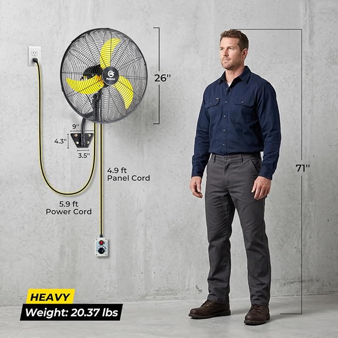 24'' Outdoor Oscillating Wall Fan With All Sealed Brushless DC Motor, 4-Speed Waterproof Outdoor Fan, alternate product view