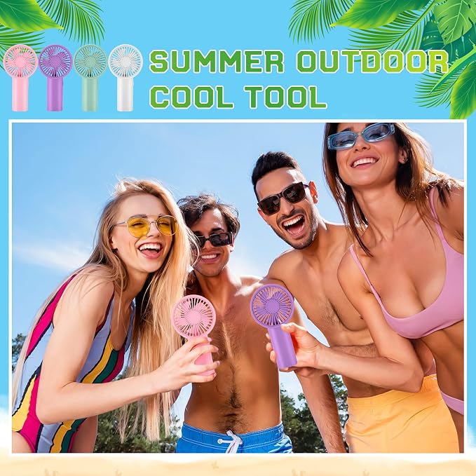 24 Pack Handheld Fan Bulk with Data Cable, USB Rechargeable Lightweight Mini Fan Individually Boxed for Party, Travel, Beach