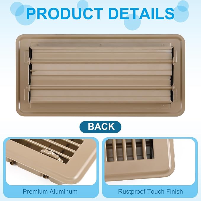 24 Pcs 4" x 10" Floor Register with Cover Trap Set, Including 12 Walkable Design Vent Covers 12 Air Vent Mesh Filters for