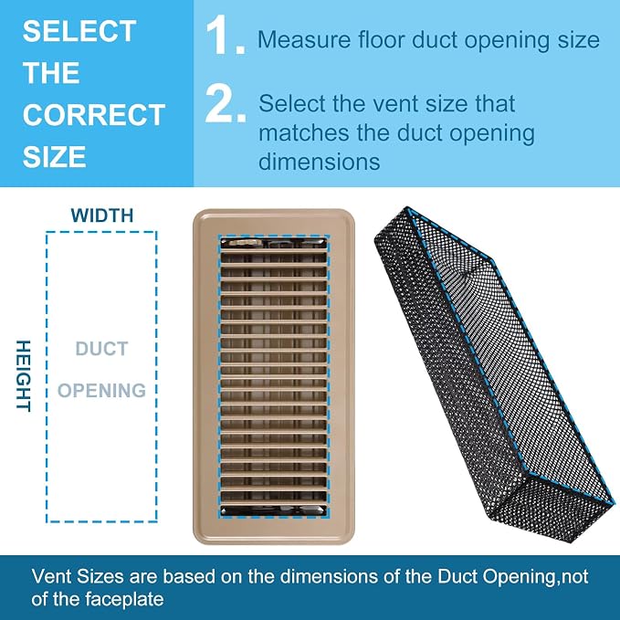 24 Pcs 4" x 10" Floor Register with Cover Trap Set, Including 12 Walkable Design Vent Covers 12 Air Vent Mesh Filters for
