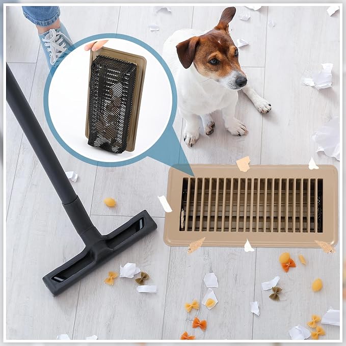 24 Pcs 4" x 10" Floor Register with Cover Trap Set, Including 12 Walkable Design Vent Covers 12 Air Vent Mesh Filters for