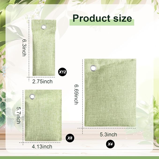 24 Pcs Activated Charcoal Odor Absorber 50g/100g/200g, Air Purifying Bamboo Charcoal Bags, Natural Shoe Odor, alternate view